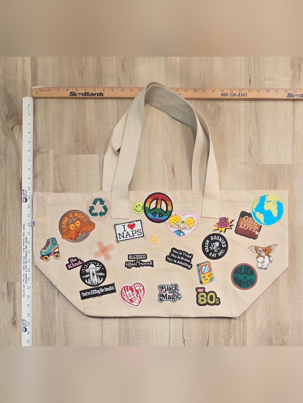 Los Angeles Apparel Canvas Tote Bag with Random Patches